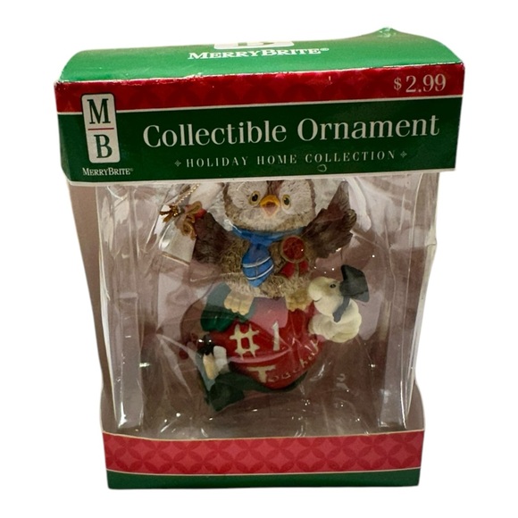 Merry Brite Holiday Home Collection Ornament by CVS #1 Teqcher 2005 Owl On Apple - Picture 5 of 6